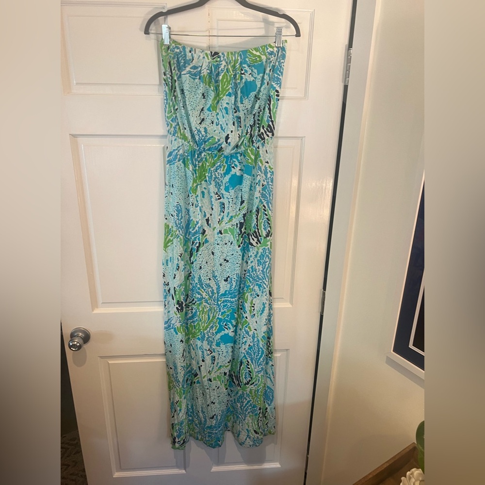 Lilly blue printed maxi dress